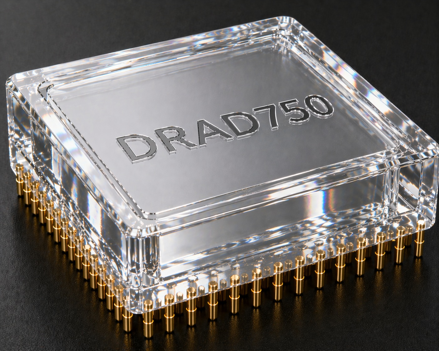 DRAD-750 packaged chip, CVD diamond encapsulation, gold pin array